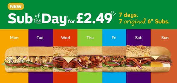 Subway: Grab the Sub Of The Day for £2.49